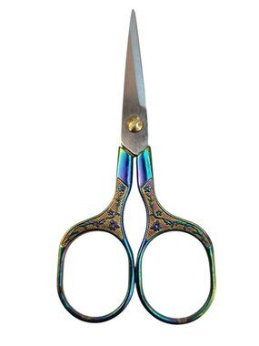 Ornate Embroidery Scissors Iridescent Handle Vintage Sewing Shears Craft Tool